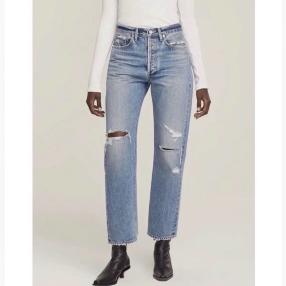 AGOLDE Jeans Jamie High Rise Light Blue Distressed Size 27